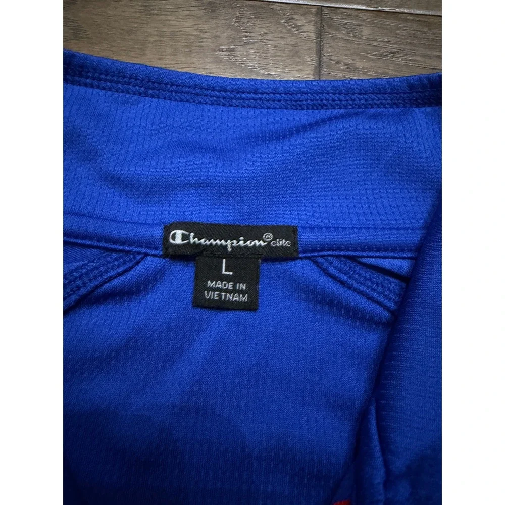 Champion Elite Mens Royal Blue‎ Quarter Zip Mustang Logo Performance Pullover L